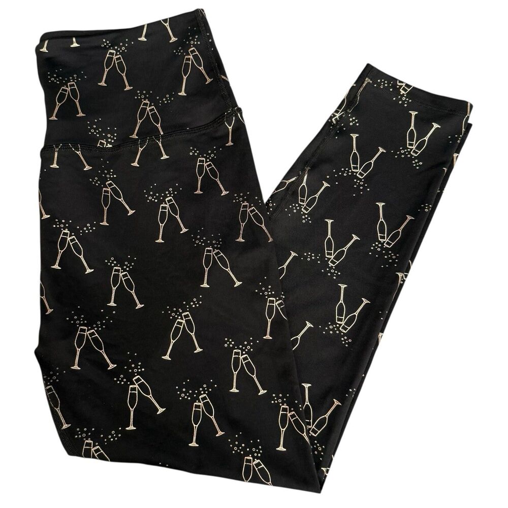 Beyond Yoga Cheers High-Waist Midi Leggings Size XL ‎ Black Bachelorette Toast